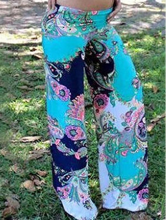 Pretty Floral Wide Leg Bottom Casual Pants