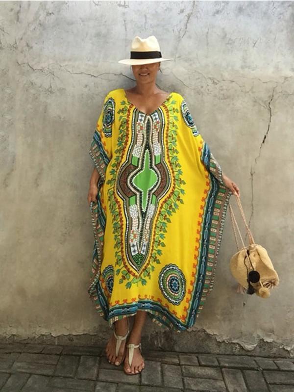 Bohemia Print V-Neck Straps Maxi Dress main image 0