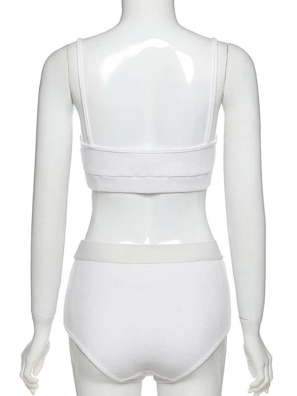 Wrap Printed Spaghetti-Neck Bra&Shorts Suits