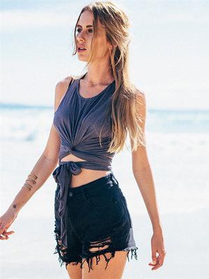 Solid Bandage Tank T-shirt Tops