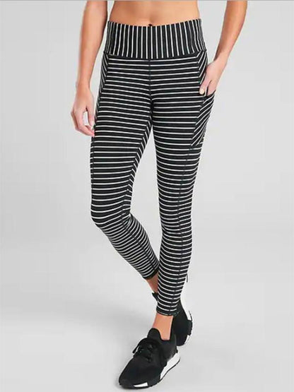 Striped High Waist Pocket Leggings