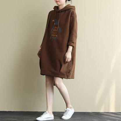Buykud Autumn Winter Embroidery Plus Velvet Casual Hoodie