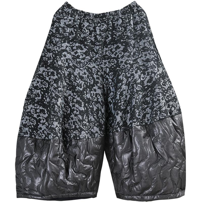 Buykud Casual Spliced Jacquard Loose Wide Leg Pants