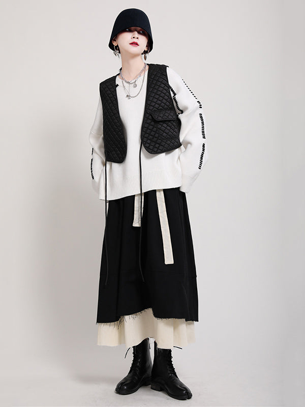 Original Geometry Plaid V-Neck Vest