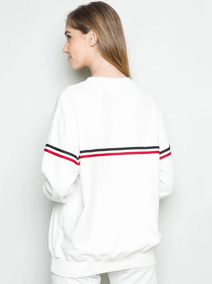 Contrast Trim Long Sleeve Sweatshirts