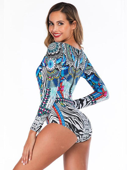 Tropical Printed Fashion One Piece Wetsuit