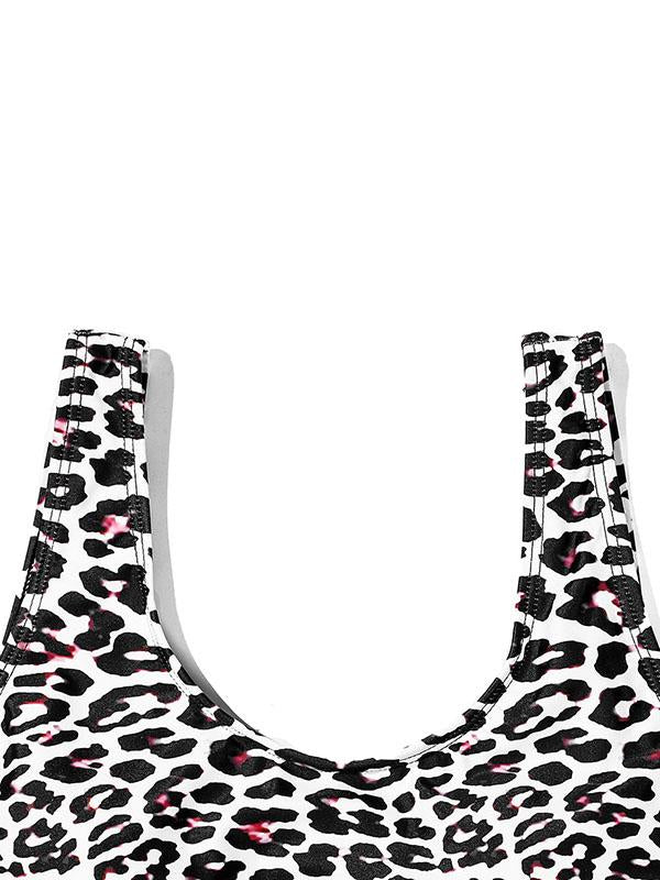 Leopard Print Backless One-Piece Swimwear