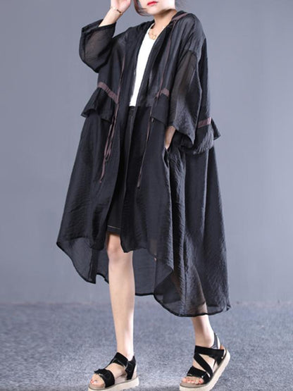 Loose Split-joint Falbala Sun-protection Outwear