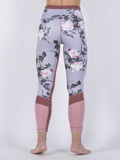 Mesh Flower Printed Yoga Leggings