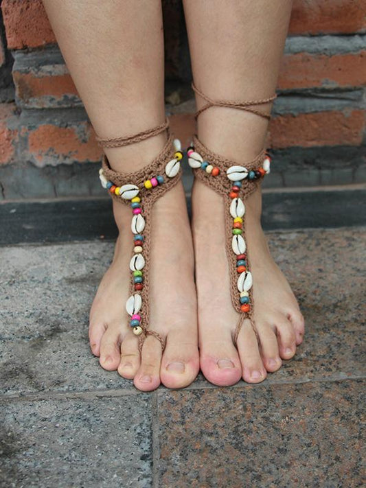 Pretty Crochet Weave Shell Beads Footchain Accessories