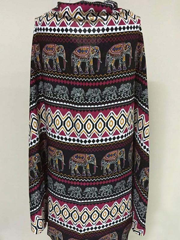 Fashion Bohemia Printed Half Sleeve Shawl Cover-up Tops
