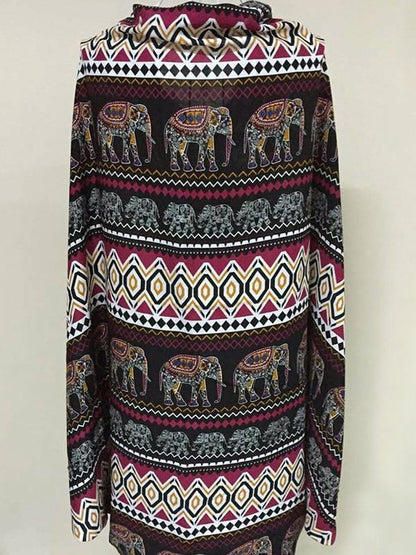 Fashion Bohemia Printed Half Sleeve Shawl Cover-up Tops