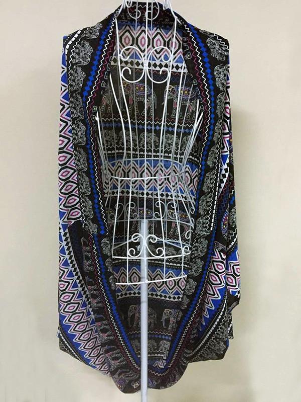 Fashion Bohemia Printed Half Sleeve Shawl Cover-up Tops