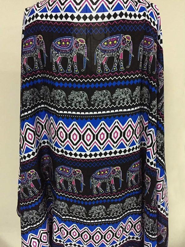 Fashion Bohemia Printed Half Sleeve Shawl Cover-up Tops