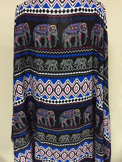 Fashion Bohemia Printed Half Sleeve Shawl Cover-up Tops