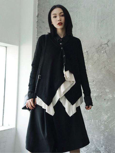 Cropped False-two Sweater Tops