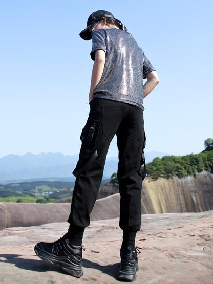 Hiphop Loose Tooling Solid Overalls