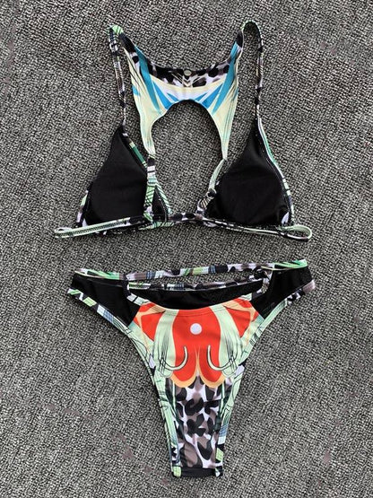 Split-Joint Triangle Split Bikini Swimsuit