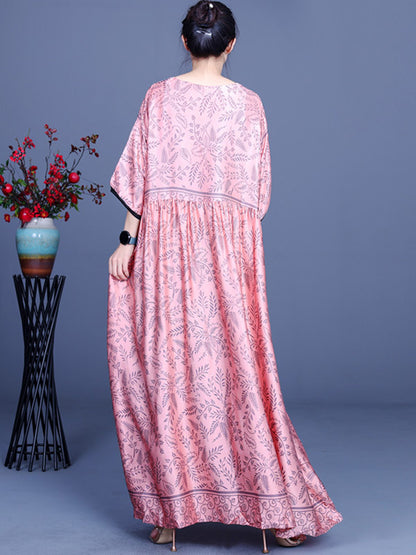 Original Floral V-Neck Half Sleeve Maxi Dress