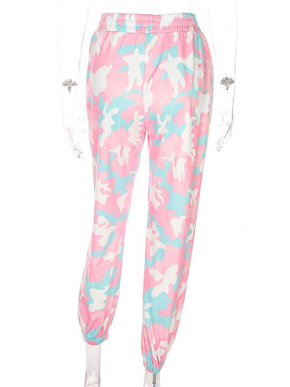 Camouflage Printed Elastic Waist Track Pants
