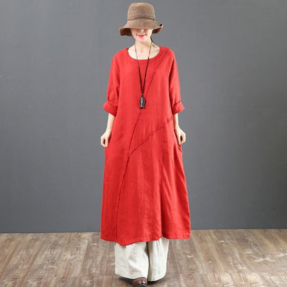 Casual Long Sleeve Spliced Women Dress