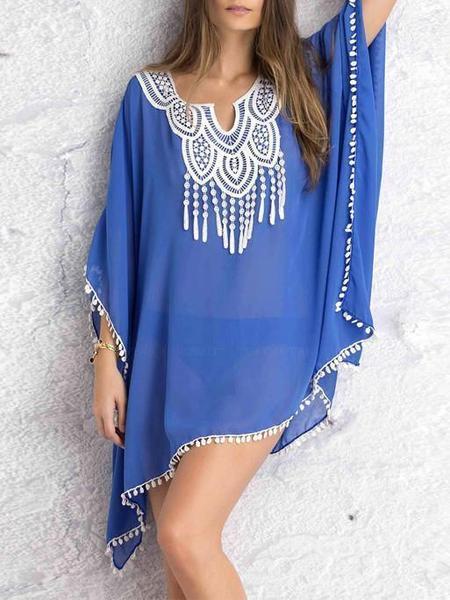 3/4 Sleeve Print Bohemia Mini Beach Dress