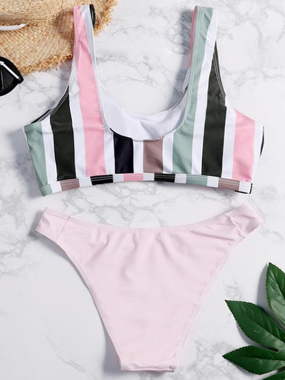 Striped Top Bikini Swimsuit