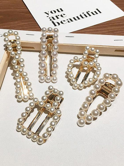 Ins Style Hollow Faux Pearl Hair Clip