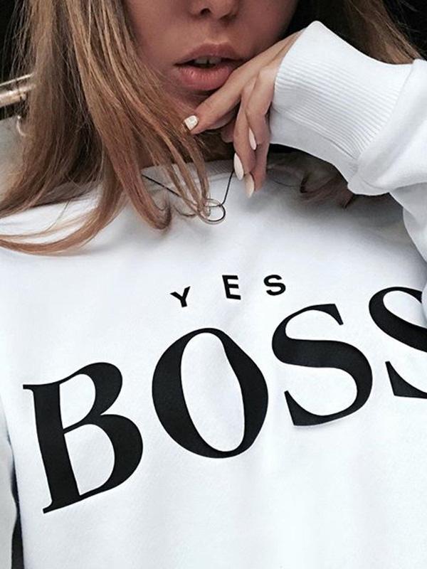 Letter Printed Round-neck Sweatershirt