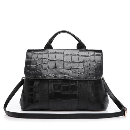 First layer cowhide stone pattern shoulder bag