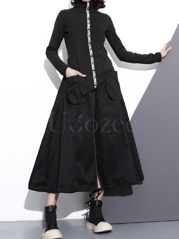 Letter Printed High-neck Bottoming T-shirt