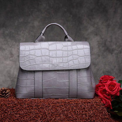 First layer cowhide stone pattern shoulder bag