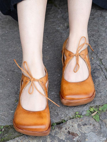 Genuine Leather Round Toe Sandals