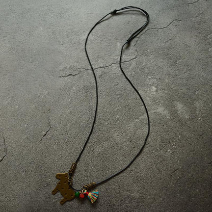 Buykud Casual Tassel Pony Pendant Long Necklace