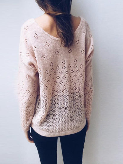 Simple 2 Colors Solid Color V-neck Sweater Tops