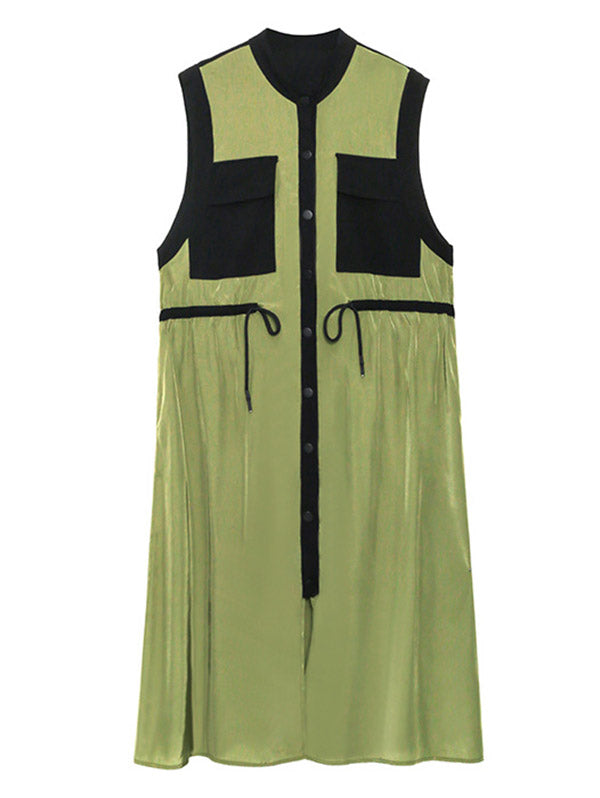 Original Sleeveless Drawstring H-Line Midi Dress