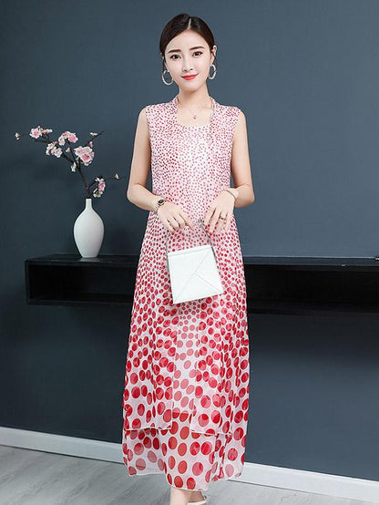Loose Polka-Dot Printed Sleeveless Dress