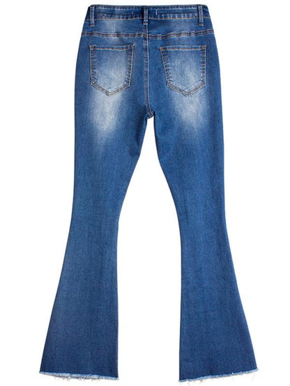 Ripped Bell-bottom Jean Pants