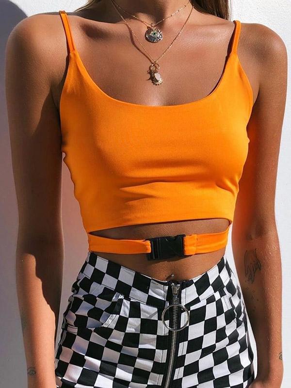 Spaghetti-neck Buckle Tanks