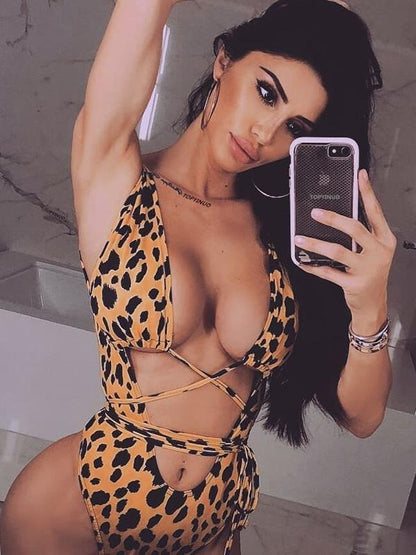 Leopard&Snakeskin Scrunch One Piece Swimsuit