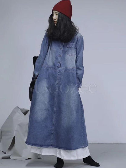 Casual Retro Jean Long Dress