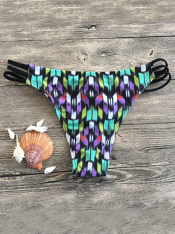 Printed Scrunch Lace Up Bikini Set