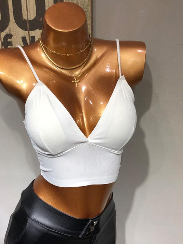 Sexy Wrap Backless Solid Spaghetti-Neck Bra
