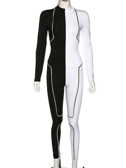 Two-Color Split-Joint Line Sports Yoga&Gym Jumpsuits
