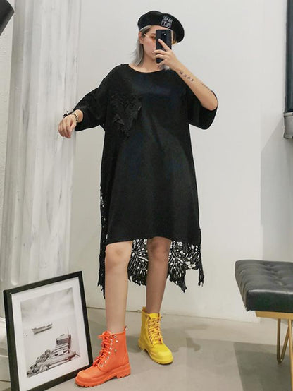 Loose Lacy Split-joint Mini Dress