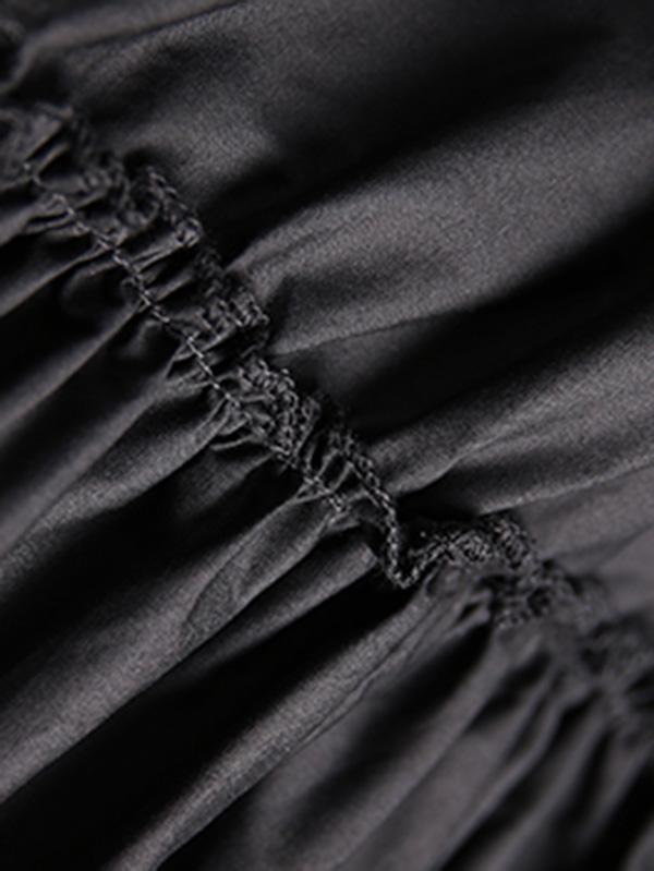 Loose Black Cropped Mermaid Tiered/Layeres Skirt