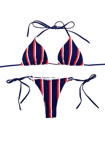 Striped Triangle Bikinis Swimwear