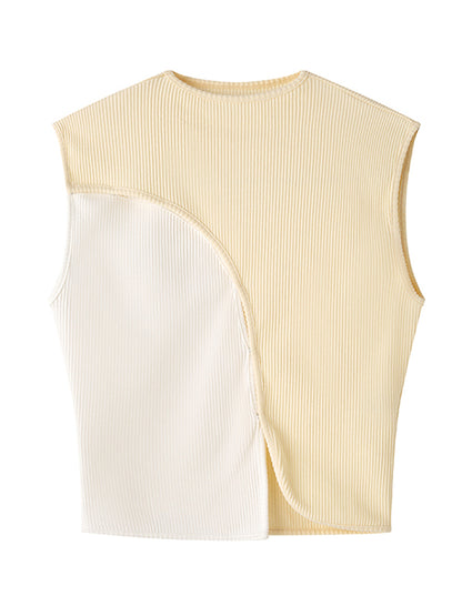 Original Irregular Contrast Color Split-Joint Vest Top