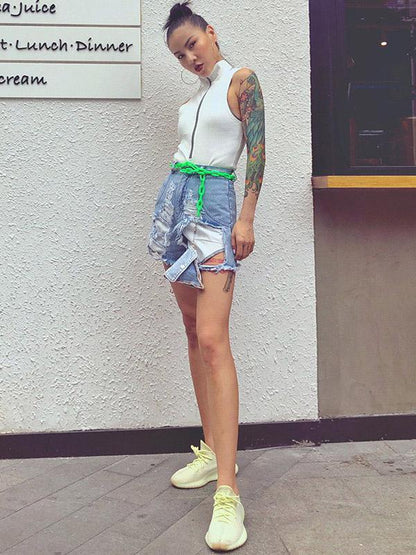 New Slim Shredded Short Jeans