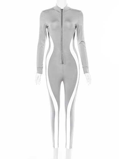 Zipper Skinny Long Sleeve Jumpsuits
